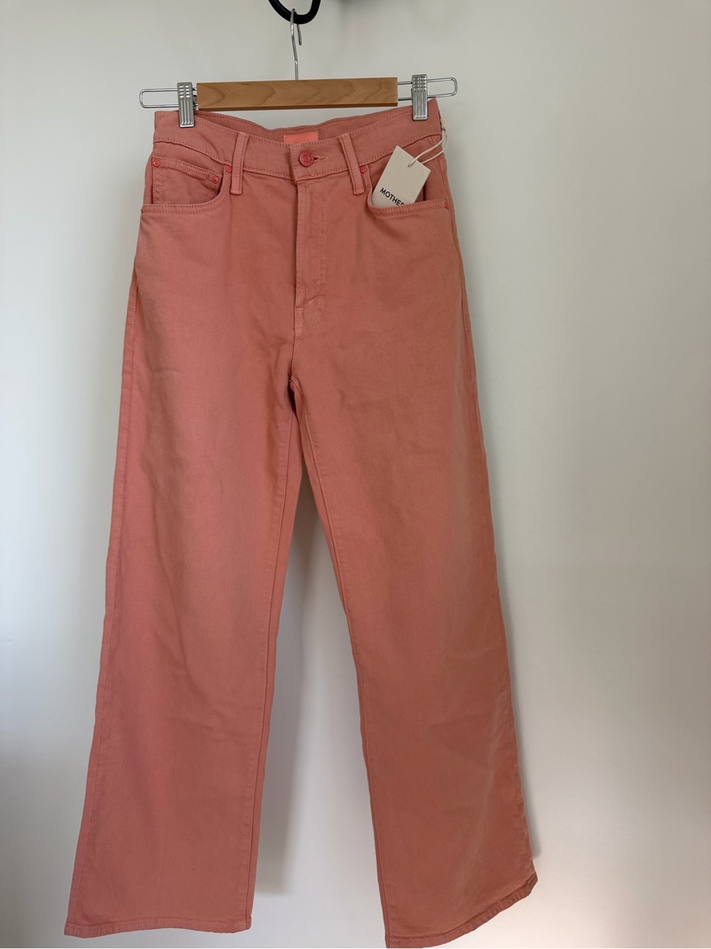 MOTHER Coral Pink Wide-Leg Jeans